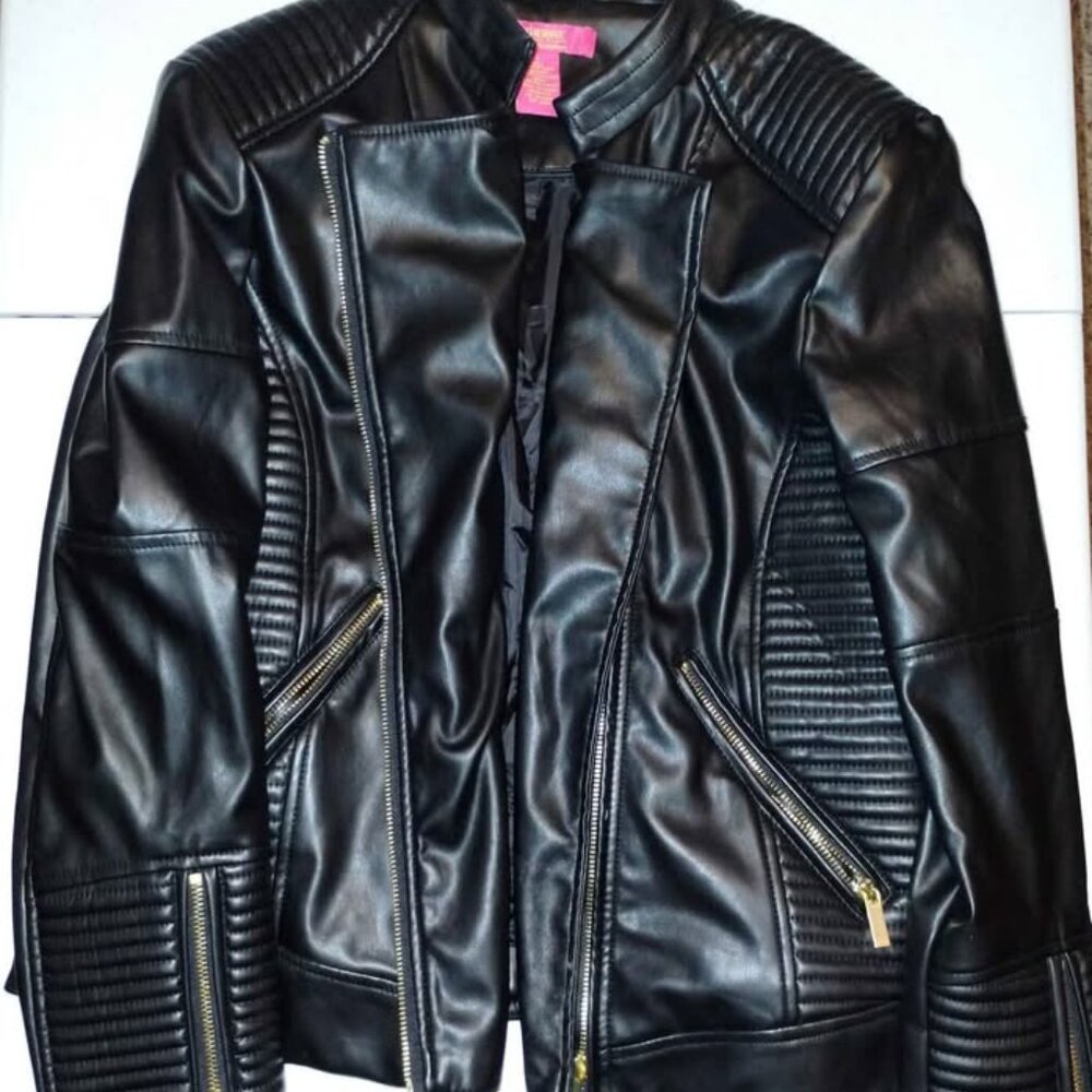 Catherine Malandrino Black Jacket with Gold Zippers Size L